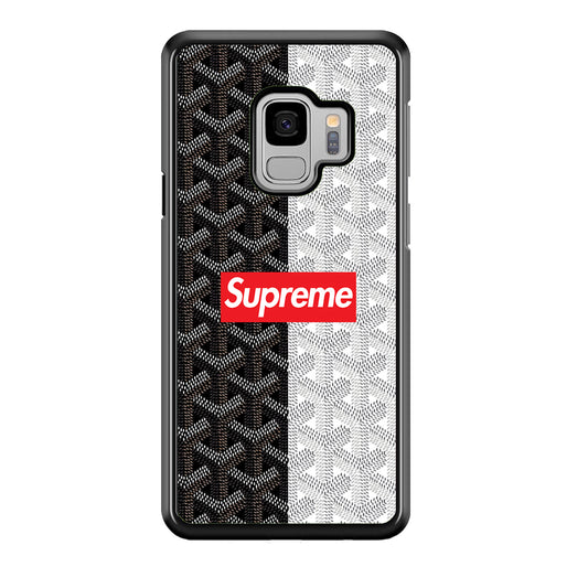 Supreme Black White Pattern Samsung Galaxy S9 Case-Rubber Black (2D Case)-Oxvistore