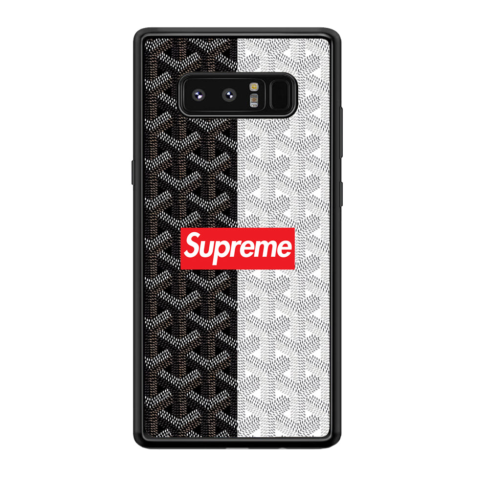 Supreme Black White Pattern Samsung Galaxy Note 8 Case-Rubber Black (2D Case)-Oxvistore