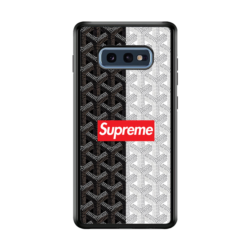 Supreme Black White Pattern Samsung Galaxy S10E Case-Rubber Black (2D Case)-Oxvistore