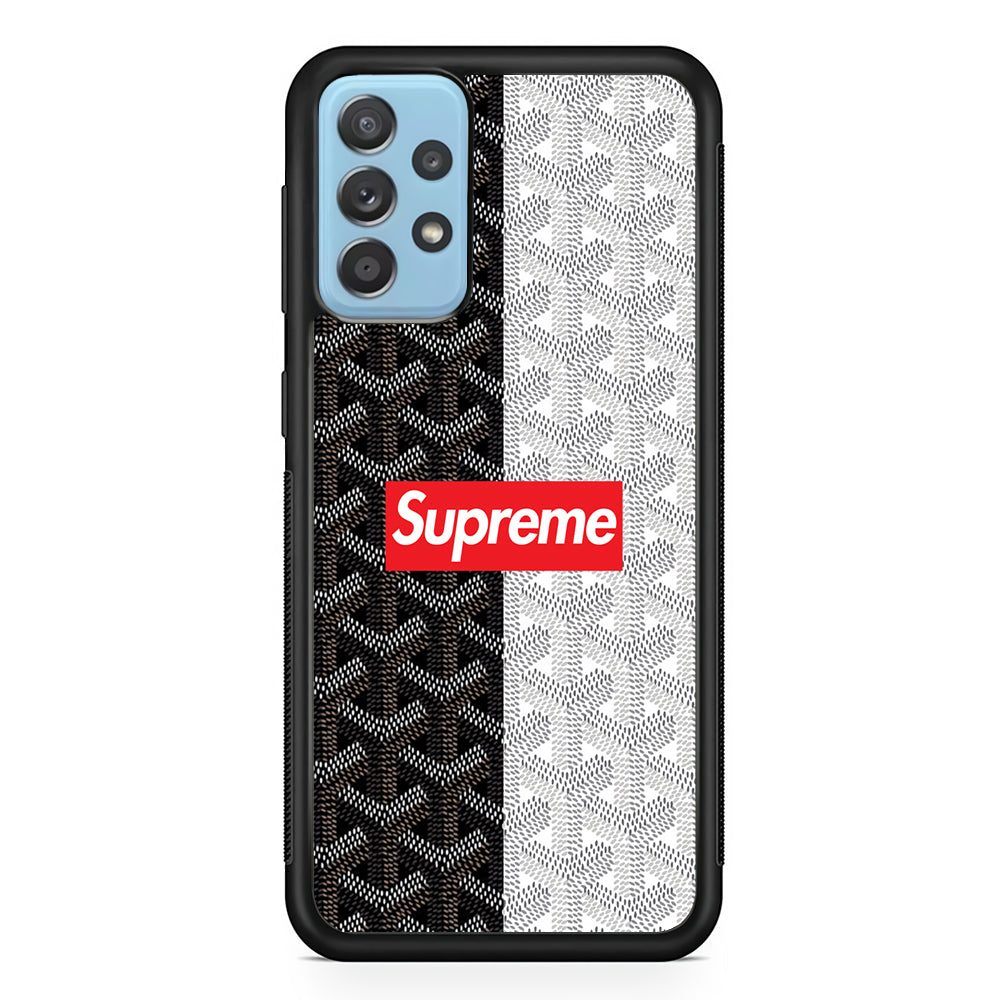 Supreme Black White Pattern Samsung Galaxy A72 Case-Rubber Black (2D Case)-Oxvistore