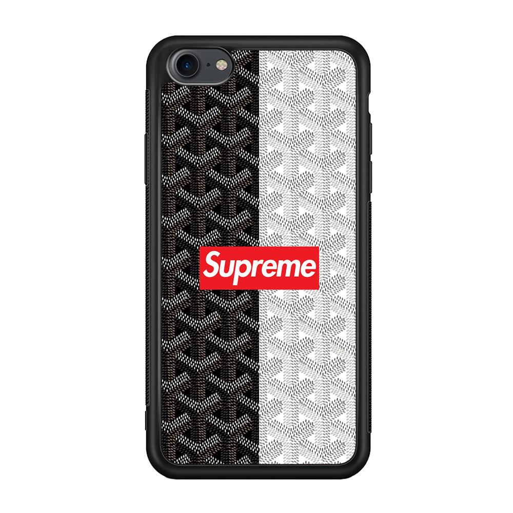 Supreme Black White Pattern iPhone 7 Case-Rubber Black (2D Case)-Oxvistore