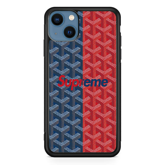 Supreme Blue Red Pattern iPhone 15 Plus Case-Rubber White (2D Case)-Oxvistore