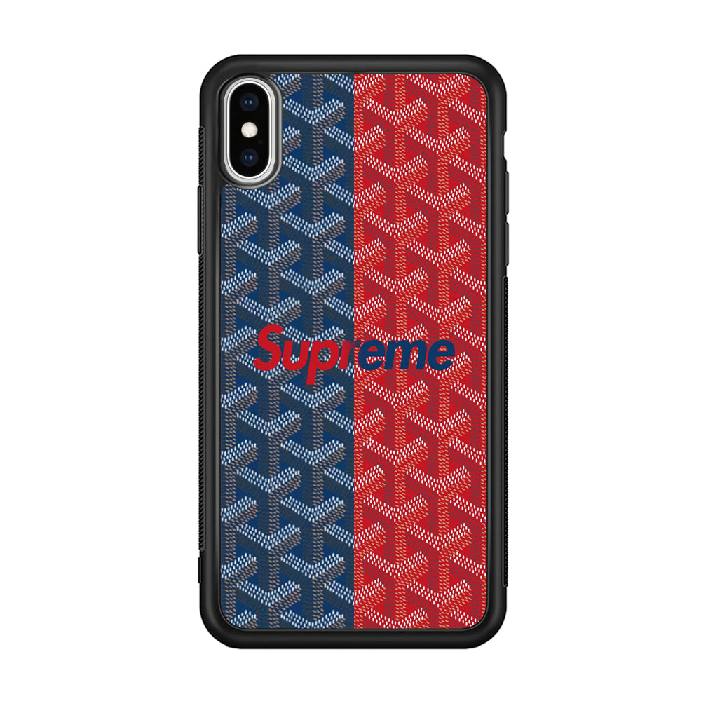 Supreme Blue Red Pattern iPhone X Case-Rubber White (2D Case)-Oxvistore
