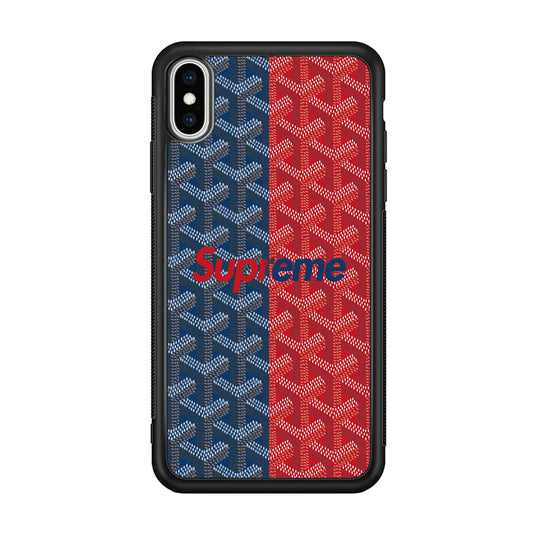 Supreme Blue Red Pattern iPhone X Case-Rubber White (2D Case)-Oxvistore