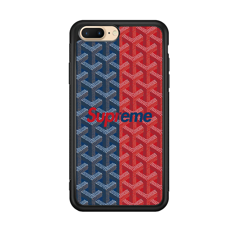 Supreme Blue Red Pattern iPhone 7 Plus Case-Rubber Black (2D Case)-Oxvistore