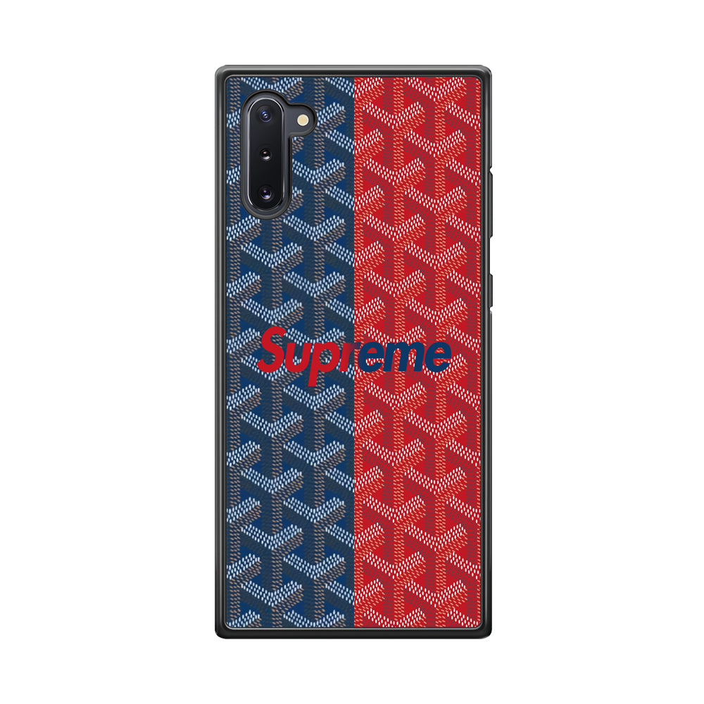 Supreme Blue Red Pattern Samsung Galaxy Note 10 Case-Rubber White (2D Case)-Oxvistore