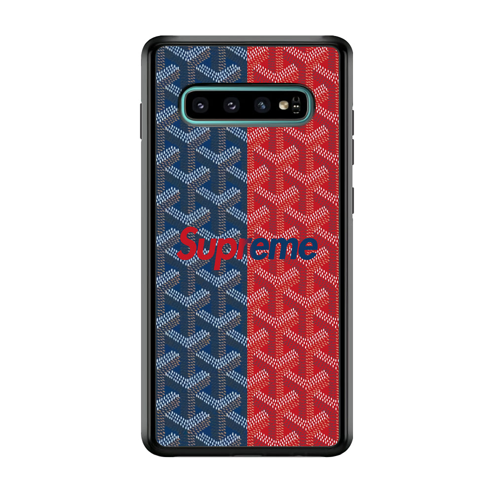 Supreme Blue Red Pattern Samsung Galaxy S10 Case-Rubber White (2D Case)-Oxvistore