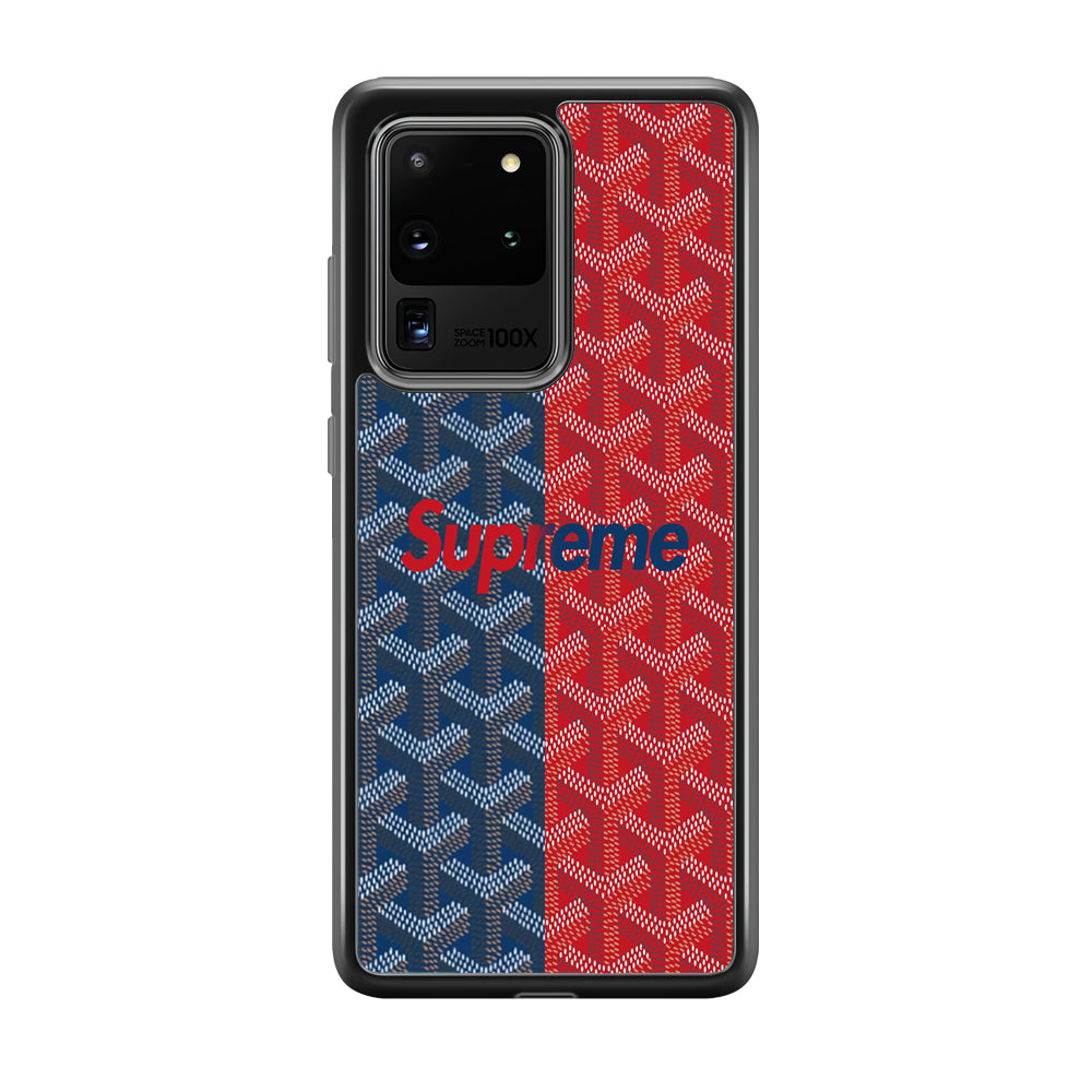 Supreme Blue Red Pattern Samsung Galaxy S20 Ultra Case-Rubber White (2D Case)-Oxvistore