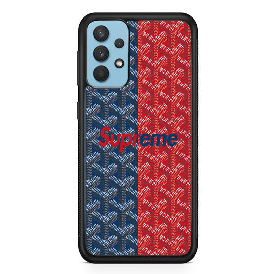 Supreme Blue Red Pattern Samsung Galaxy A32 Case-Rubber White (2D Case)-Oxvistore