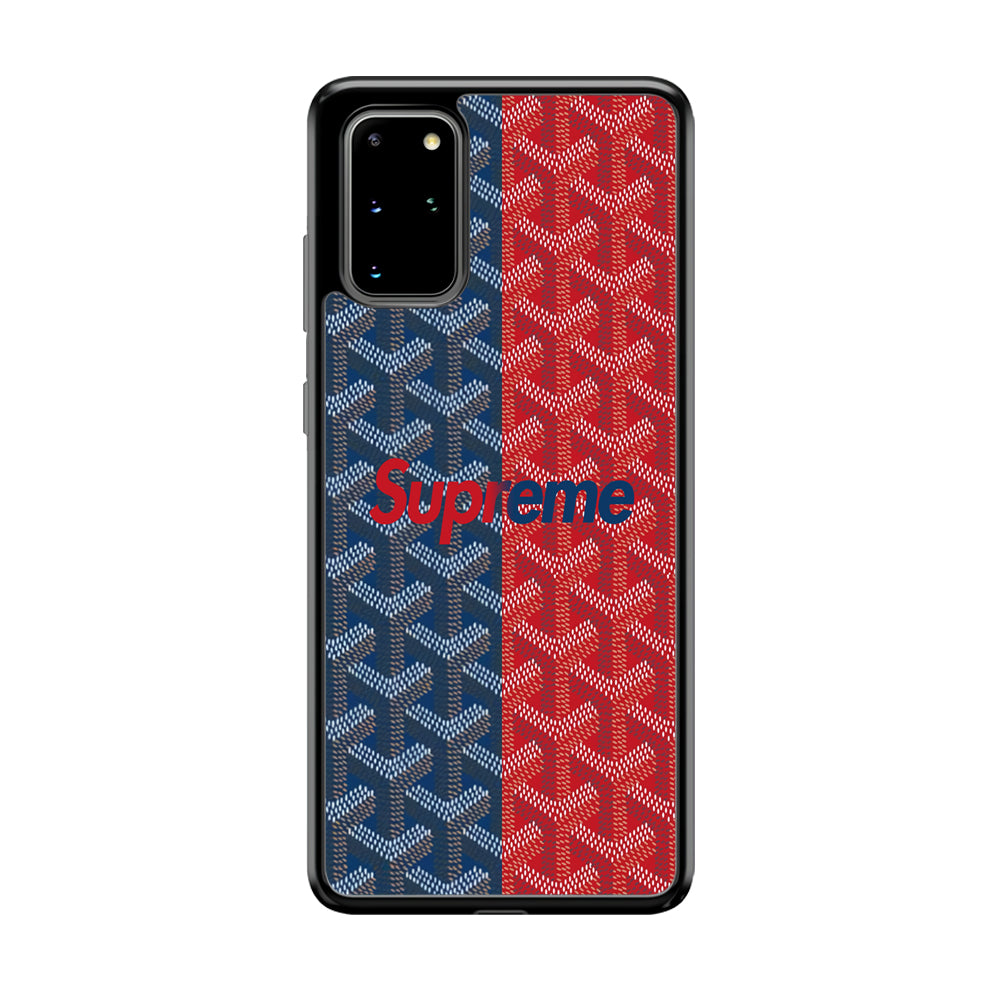 Supreme Blue Red Pattern Samsung Galaxy S20 Plus Case-Rubber White (2D Case)-Oxvistore