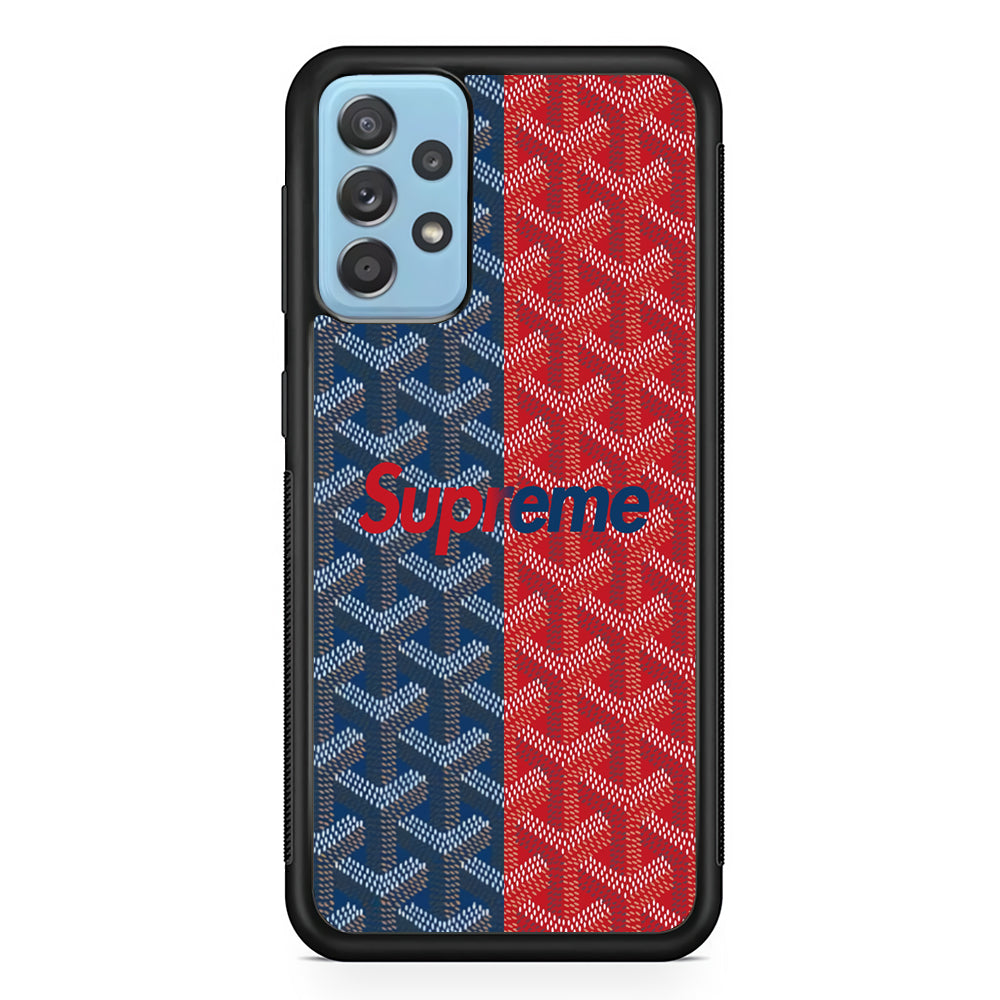 Supreme Blue Red Pattern Samsung Galaxy A72 Case-Rubber White (2D Case)-Oxvistore