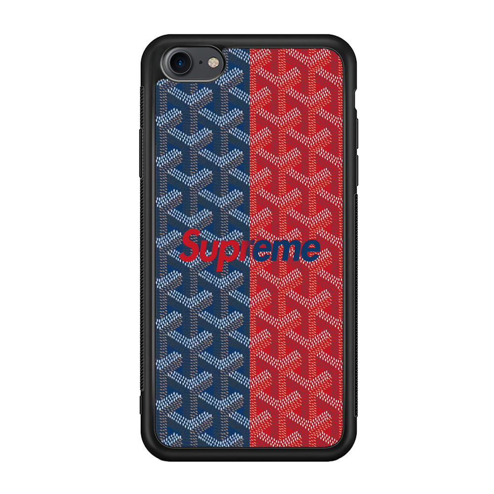 Supreme Blue Red Pattern iPhone 8 Case-Rubber Black (2D Case)-Oxvistore