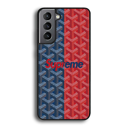 Supreme Blue Red Pattern Samsung Galaxy S21 Case-Rubber White (2D Case)-Oxvistore