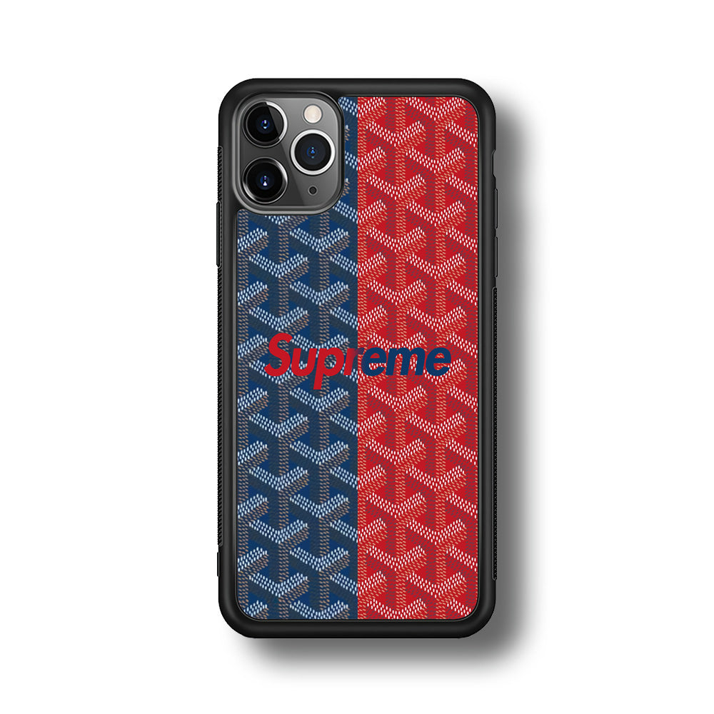 Supreme Blue Red Pattern iPhone 11 Pro Max Case-Rubber Black (2D Case)-Oxvistore