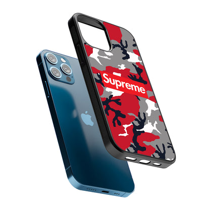 Supreme Camo Red 2D Rubber Phone Case-Oxvistore