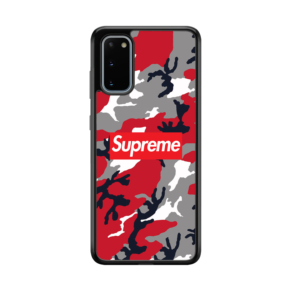 Supreme Camo Red Samsung Galaxy S20 Case-Rubber Black (2D Case)-Oxvistore
