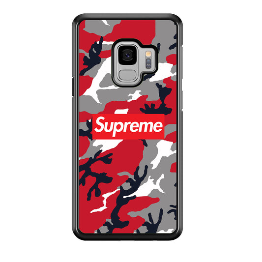 Supreme Camo Red Samsung Galaxy S9 Case-Rubber Black (2D Case)-Oxvistore