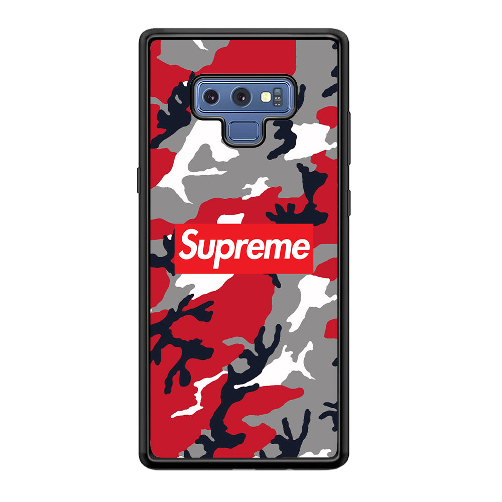 Supreme Camo Red Samsung Galaxy Note 9 Case-Rubber Black (2D Case)-Oxvistore