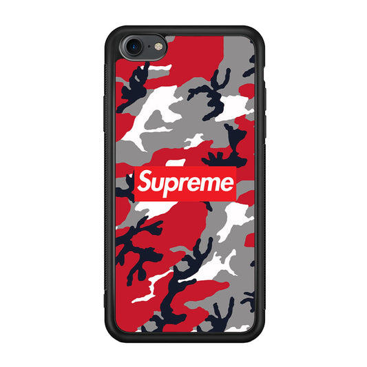Supreme Camo Red iPhone 8 Case-Rubber Black (2D Case)-Oxvistore