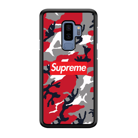 Supreme Camo Red Samsung Galaxy S9 Plus Case-Rubber Black (2D Case)-Oxvistore