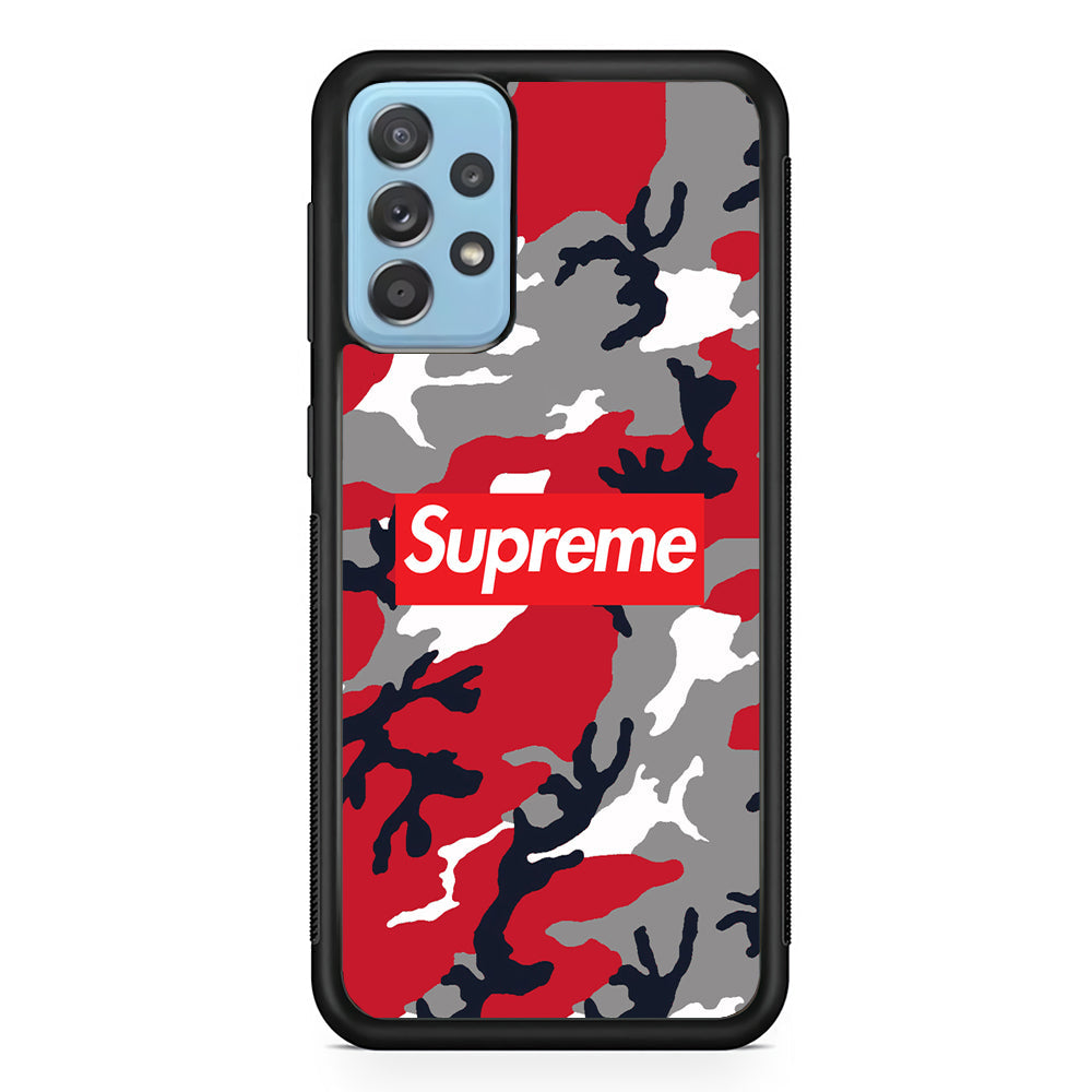 Supreme Camo Red Samsung Galaxy A72 Case-Rubber Black (2D Case)-Oxvistore