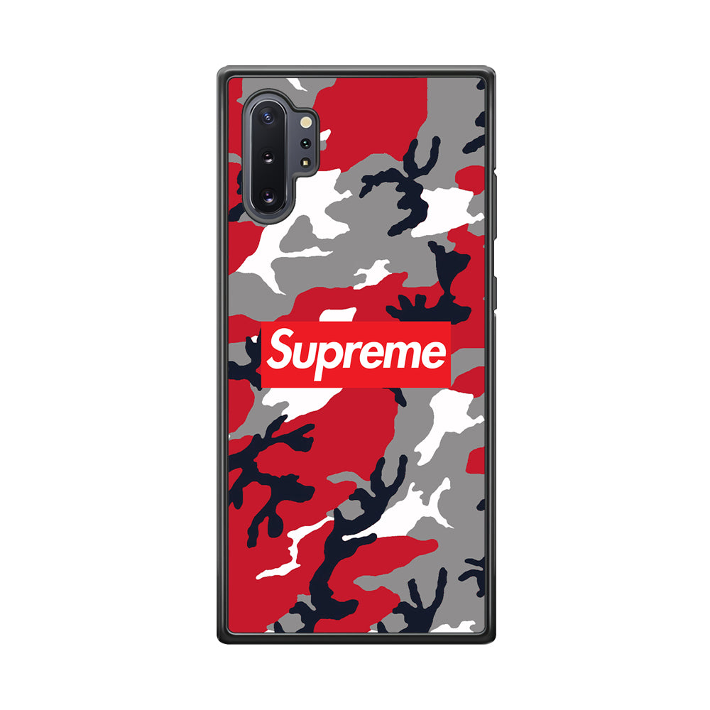 Supreme Camo Red Samsung Galaxy Note 10 Plus Case-Rubber Black (2D Case)-Oxvistore