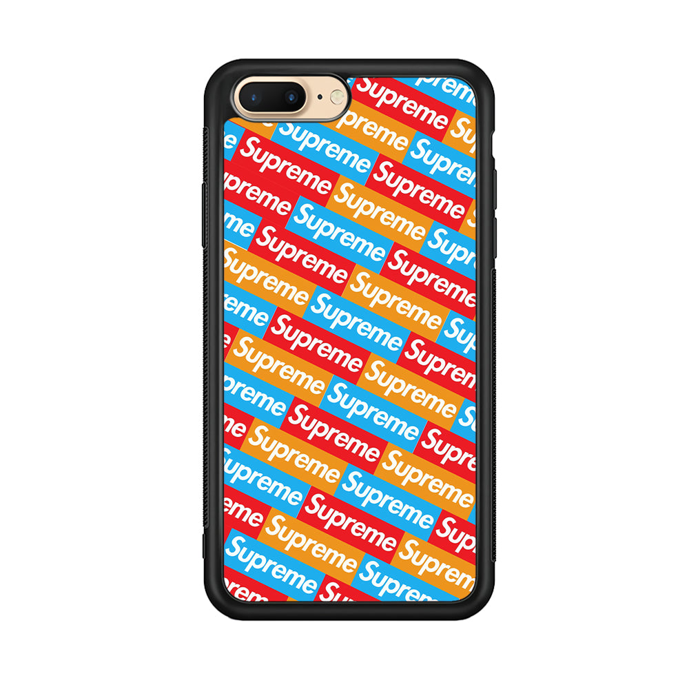 Supreme Colorful iPhone 7 Plus Case-Rubber Black (2D Case)-Oxvistore