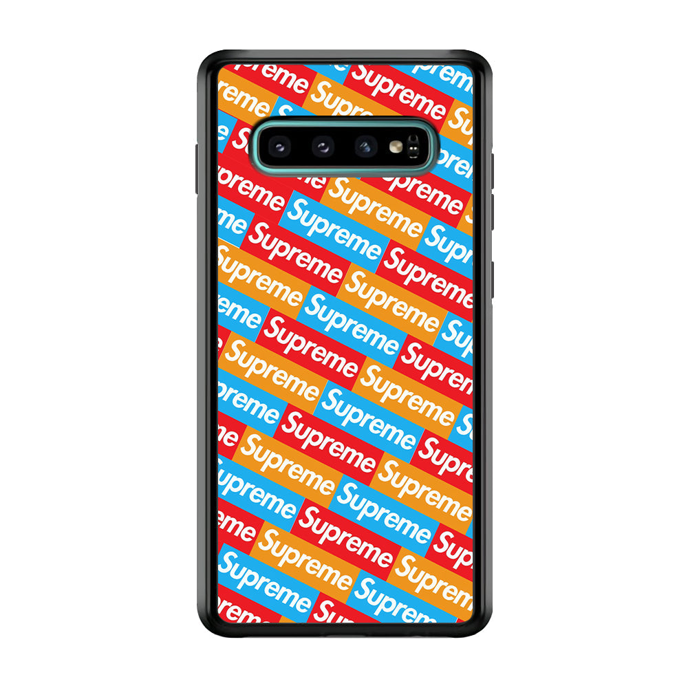 Supreme Colorful Samsung Galaxy S10 Plus Case-Rubber Black (2D Case)-Oxvistore
