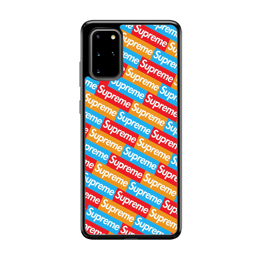 Supreme Colorful Samsung Galaxy S20 Plus Case-Rubber Black (2D Case)-Oxvistore