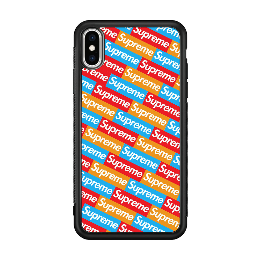 Supreme Colorful iPhone X Case-Rubber Black (2D Case)-Oxvistore