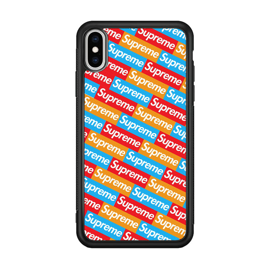 Supreme Colorful iPhone X Case-Rubber Black (2D Case)-Oxvistore