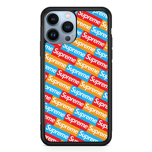 Supreme Colorful iPhone 13 Pro Case-Rubber Black (2D Case)-Oxvistore