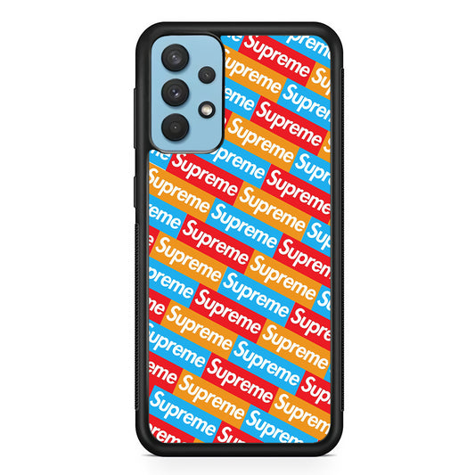 Supreme Colorful Samsung Galaxy A32 Case-Rubber Black (2D Case)-Oxvistore