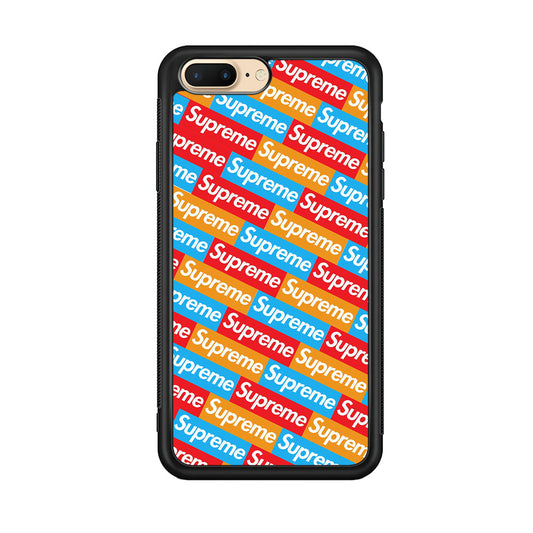 Supreme Colorful iPhone 8 Plus Case-Rubber Black (2D Case)-Oxvistore