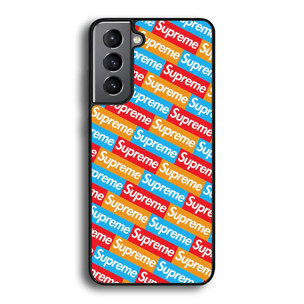 Supreme Colorful Samsung Galaxy S23 Case-Rubber Black (2D Case)-Oxvistore