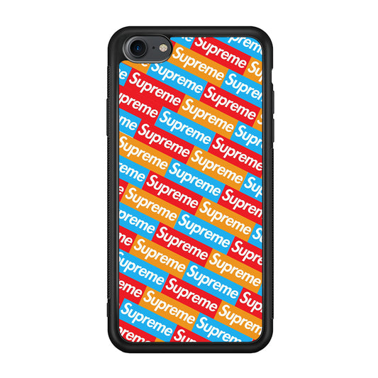 Supreme Colorful iPhone 8 Case-Rubber Black (2D Case)-Oxvistore