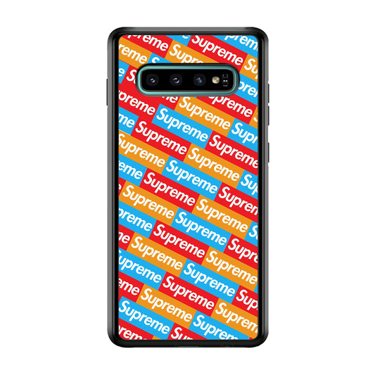 Supreme Colorful Samsung Galaxy S10 Case-Rubber Black (2D Case)-Oxvistore