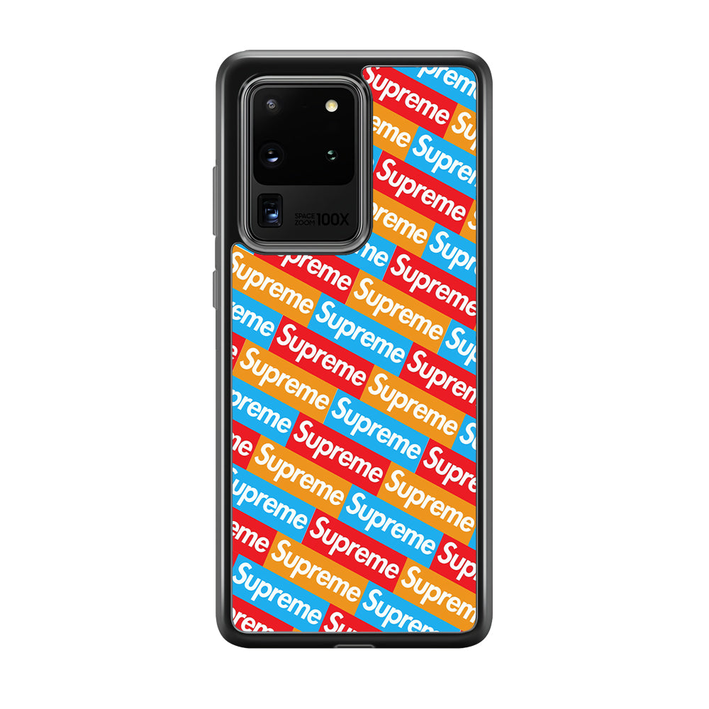 Supreme Colorful Samsung Galaxy S20 Ultra Case-Rubber Black (2D Case)-Oxvistore