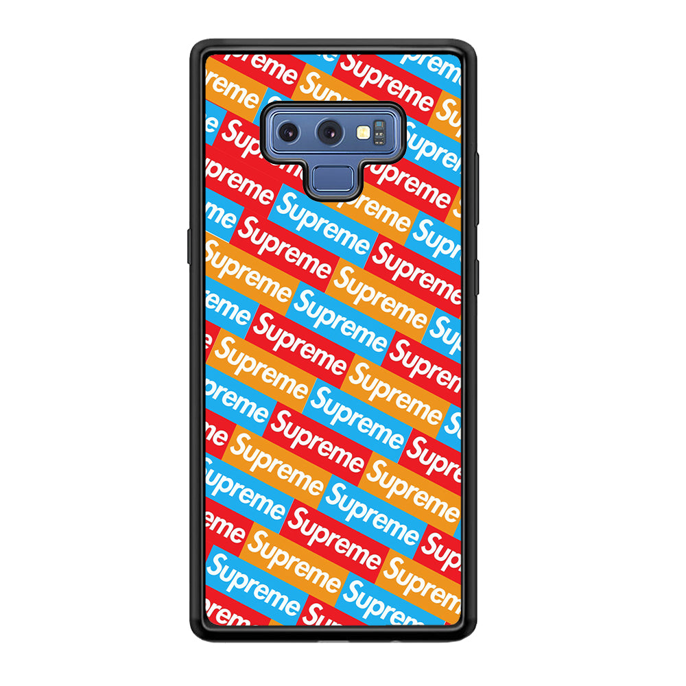 Supreme Colorful Samsung Galaxy Note 9 Case-Rubber Black (2D Case)-Oxvistore