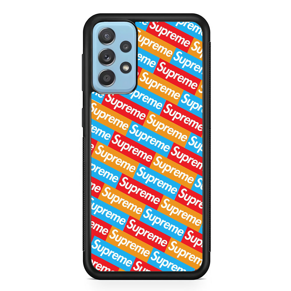 Supreme Colorful Samsung Galaxy A72 Case-Rubber Black (2D Case)-Oxvistore
