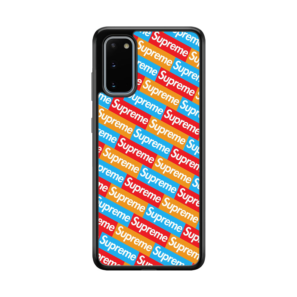 Supreme Colorful Samsung Galaxy S20 Case-Rubber Black (2D Case)-Oxvistore