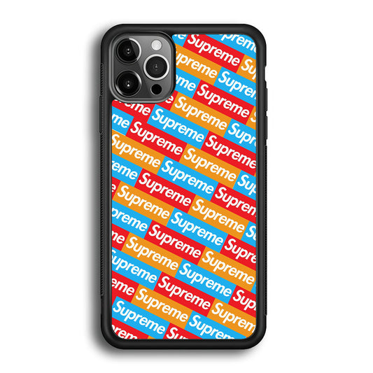 Supreme Colorful iPhone 12 Pro Max Case-Rubber Black (2D Case)-Oxvistore