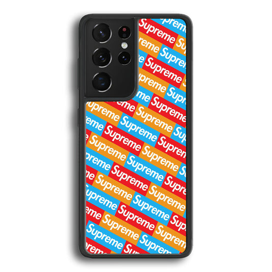 Supreme Colorful Samsung Galaxy S23 Ultra Case-Rubber Black (2D Case)-Oxvistore