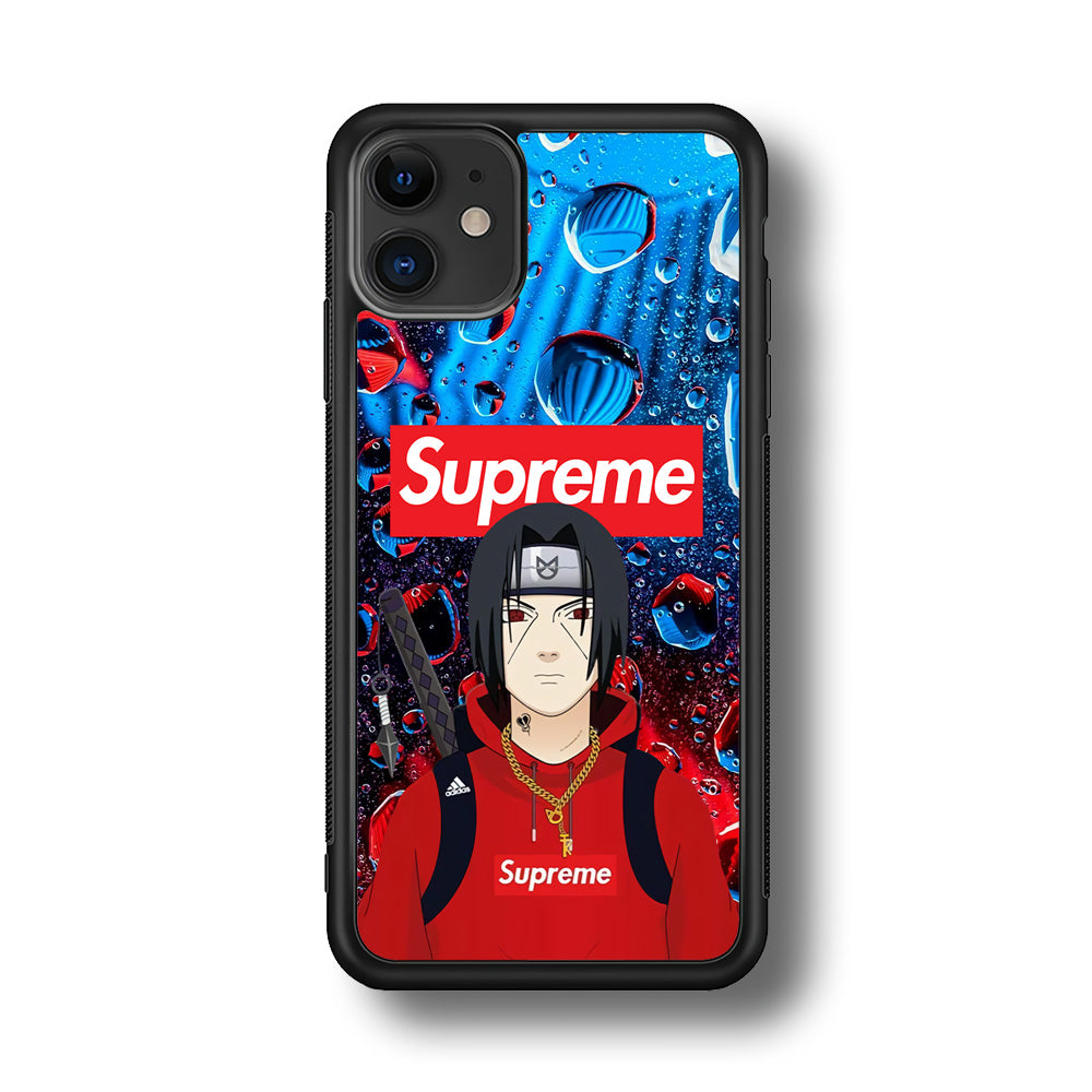 Supreme Itachi Flying Water iPhone 12 Case-Rubber Black (2D Case)-Oxvistore