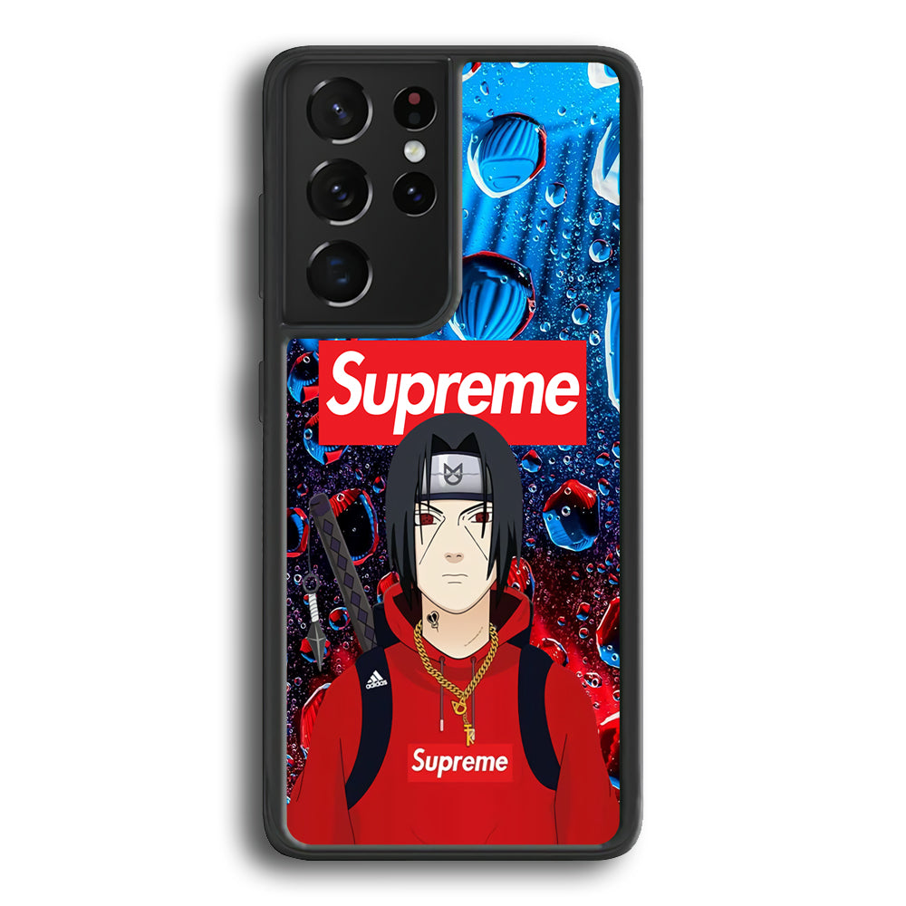 Supreme Itachi Flying Water Samsung Galaxy S22 Ultra Case-Rubber Black (2D Case)-Oxvistore
