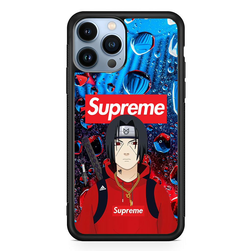 Supreme Itachi Flying Water iPhone 14 Pro Case-Rubber Black (2D Case)-Oxvistore