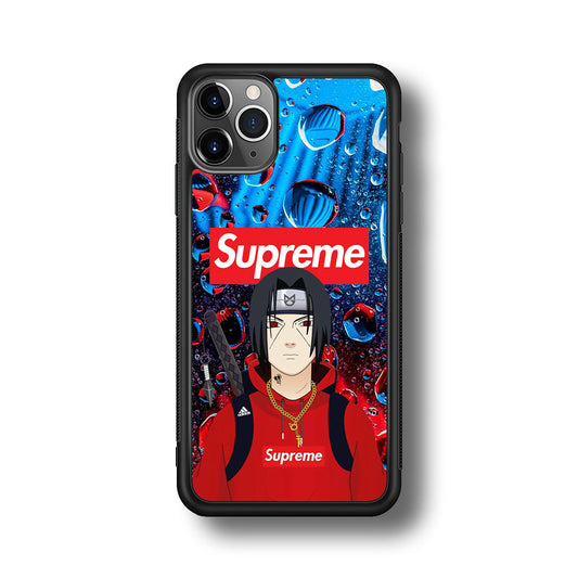 Supreme Itachi Flying Water iPhone 11 Pro Max Case-Rubber Black (2D Case)-Oxvistore