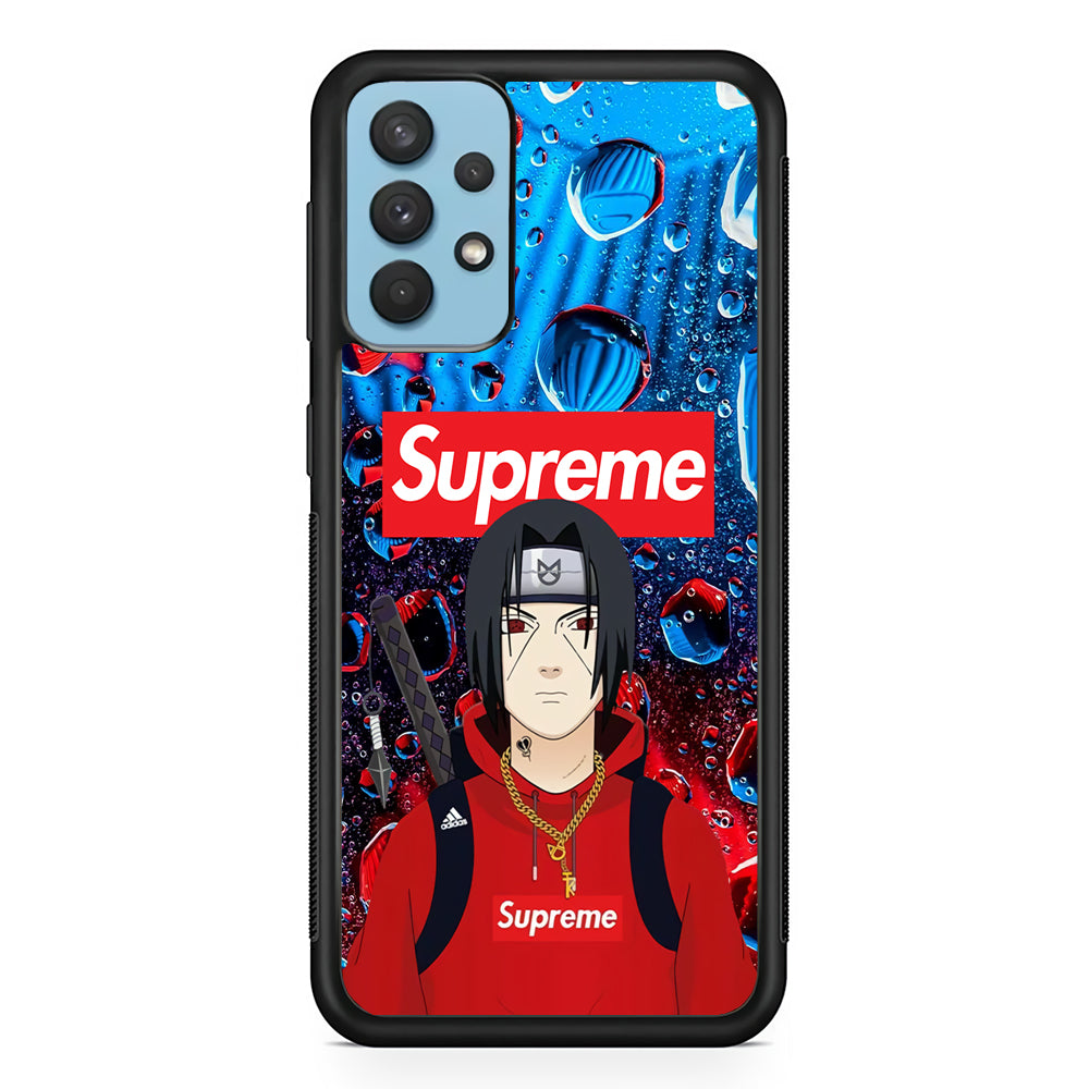 Supreme Itachi Flying Water Samsung Galaxy A32 Case-Rubber Black (2D Case)-Oxvistore