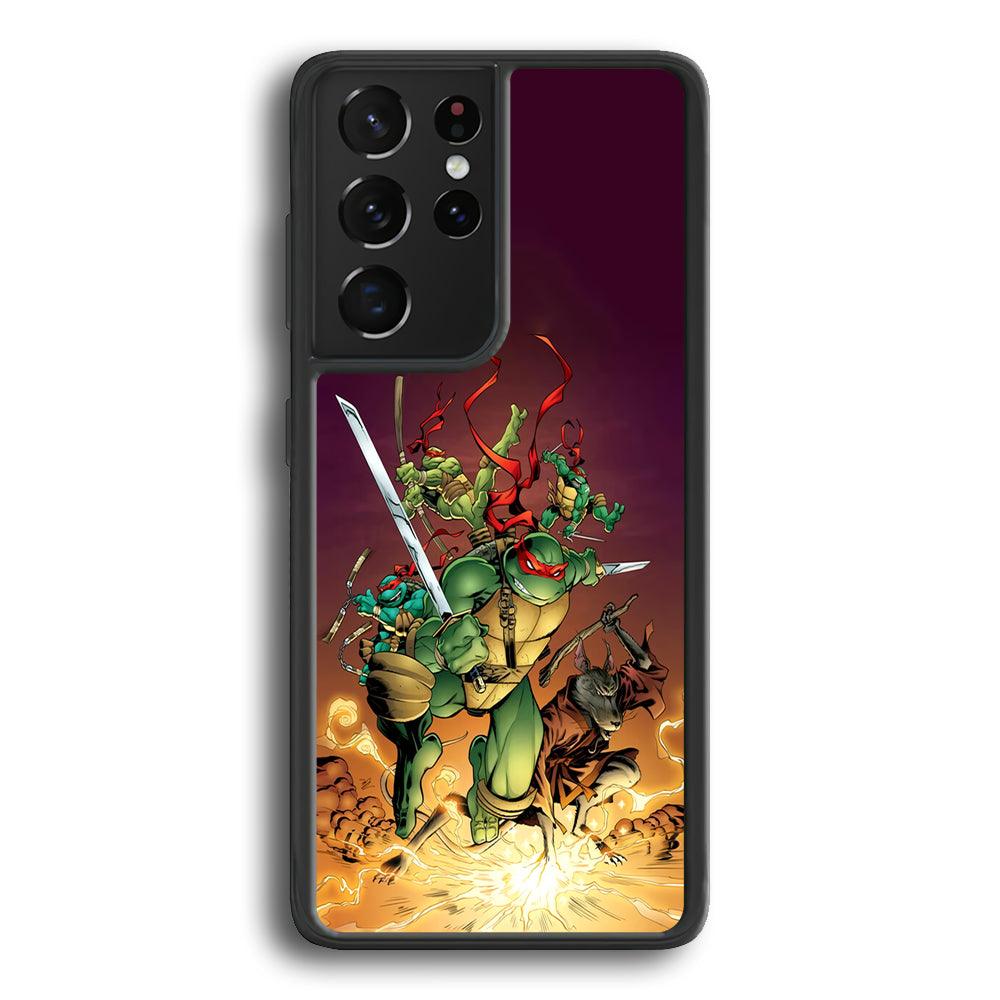 TMNT Busy Turtle Samsung Galaxy S22 Ultra Case-Rubber Black (2D Case)-Oxvistore