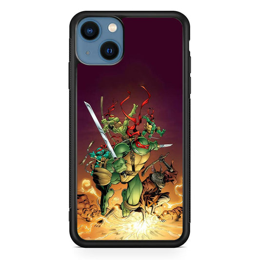 TMNT Busy Turtle iPhone 13 Case-Rubber Black (2D Case)-Oxvistore